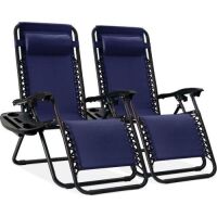 Set of 2 Adjustable Zero Gravity Patio Chair Recliners w/ Cup Holders&nbsp;