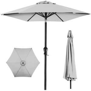 Outdoor Steel Market Patio Umbrella Decoration w/ Tilt, Crank Lift