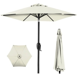 Outdoor Market Patio Umbrella w/ Push Button Tilt, Crank Lift - 7.5ft