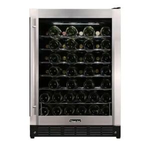 Magic Chef 23.4 in. W 50-Bottle Wine Cooler in Stainless Steel