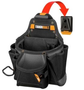 TOUGHBUILT ClipTech Contractor Pouch in Black with 23 Pro-Grade Pockets and Extreme-duty Hammer Loop