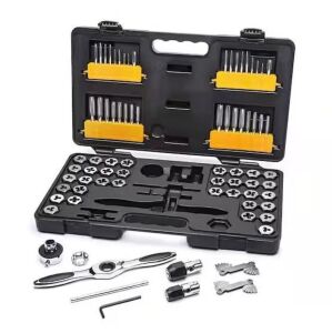 GEARWRENCH SAE & Metric, Small & Medium Ratcheting Tap & Die Set, 77-Piece