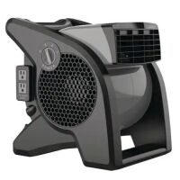 Lasko&nbsp;11.2 in. 3 Speeds Blower Fan in Gray with Carry Handle, Circuit Breaker, Power Outlets, High Velocity Utility Pivoting