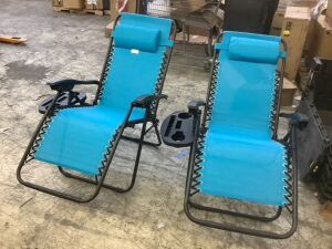 Set of 2 Adjustable Zero Gravity Patio Chair Recliners w/ Cup Holders 