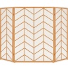 3-Panel Iron Chevron Fireplace Screen w/ Handles - 52x31in 