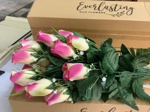 Everlasting Silk Flowers pink/white