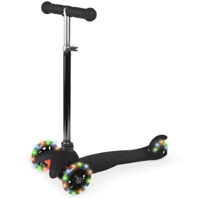 Kids Mini Kick Scooter Toy w/ Colorful Light-Up Wheels, Adjustable T-Bar 21.9"X6.1"X9.8"