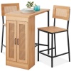 3-Piece Counter Height Rattan Kitchen Dining Table Set w/ Storage Shelves 42.9"X22.0"X10.2"