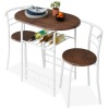 3-Piece Wooden Table & Chairs Dining Set w/ Lower Storage Shelf