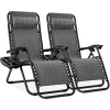 Set of 2 Adjustable Zero Gravity Patio Chair Recliners w/ Cup Holders 35"X8.5"X25.6"