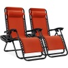 Set of 2 Adjustable Zero Gravity Patio Chair Recliners w/ Cup Holders 34.5"X8.66"X25.6"