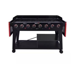 Royal Gourmet 8-Burner Event Propane Gas Grill with 2 Folding Side Tables in Black