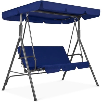 2-Person Outdoor Canopy Swing Glider Furniture w/ Cushions, Steel Frame 52.4"X20.5"X5.5"