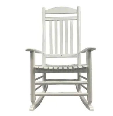 Hampton Bay White Wood Outdoor Rocking Chair