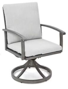 Aluminum Outdoor Brown Swivel Rockers Chairs with Gray Cushions, Set of 2 