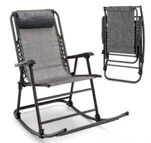 Clihome Metal Outdoor Rocking Chair with Footrest