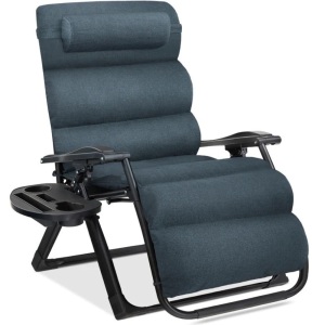 Oversized Zero Gravity Chair, Folding Outdoor Recliner w/ Removable Cushion 32.5-63"(L) x 27"(W) x 33.5-44.5"(H)