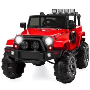 12V Kids Ride-On Truck Car Toy w/ 3 Speeds, LED, Remote, Bluetooth 46"(L) x 29.5"(W) x 31"(H)