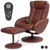 Faux Leather Electric Massage Recliner Chair w/ Stool Ottoman, Remote 29.5" X 19.7"X 32.7"