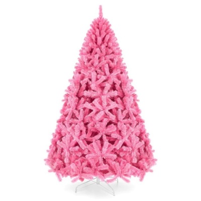 Pink Artificial Fir Christmas Tree w/ Foldable Stand