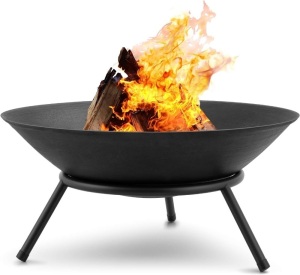 AMAGABELI GARDEN & HOME Fire Pit Outdoor Wood Burning Fire Bowl 22.6in with A Drain Hole Fireplace Extra Deep Large Round Outside Backyard Deck Camping