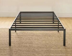 Mellow Metal Platform Bed Frame with Heavy Duty Steel Slats, Black, Twin XL