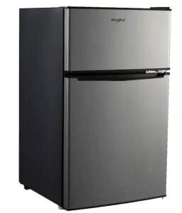 Whirlpool 3.1 cu. ft. Mini Fridge in Stainless Steel with Dual Door True Freezer