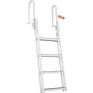 VEVOR Aluminum Dock Ladder Flip Up 4 Steps, 350lbs Load Capacity, 4" Wide Step & Nonslip Rubber Mat