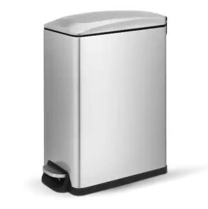 Innovaze 2.6 Gal. Fingerprint Free Stainless Steel Slim Rectangular Bathroom and Office Step-on Trash Can