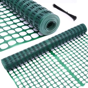 Plastic Garden Fence Animal Barrier, Ohuhu 4x100 FT/15LBs Heavy Duty Reusable Netting Safety Fences Roll with Zip Ties, Durable Temporary Pool Fence Snow