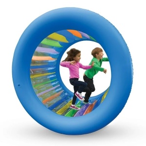 Hearthsong Roll With It Giant Inflatable Colorful Rolling Wheel for Active Outdoor Play