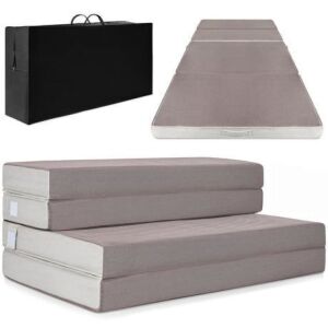 Twin Size Folding Portable Mattress Topper w/ Plush Foam - 4in 