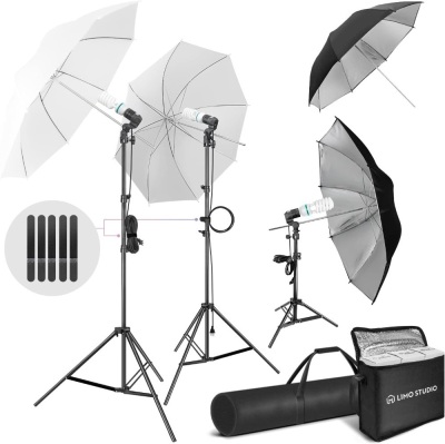 LimoStudio, 700W Output Lighting Series, LMS103, Soft Continuous Lighting Kit for White and Black Umbrella Reflector with Accessory and Carry Bag