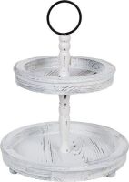 Rorain 2 Tier Farmhouse Serving Tray, Distressed White&nbsp;