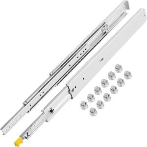 VEVOR Heavy Duty Locking Drawer Slides 18" Length, 500lbs Load Capacity, Side Mount Ball Bearing, Push to Open 