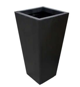 Lot of (2) Tierra Verde Sonata 17.8 in. x 36 in. Slate Rubber Self-Watering Planter Decorative Pots