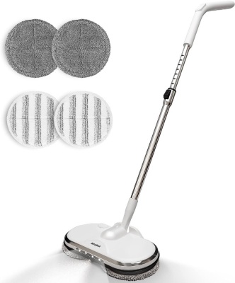 Cordless Electric Mop for Floor Cleaning, AlfaBot WS-24 Electric Spin Mop with Water Sprayer and LED Headlight, Lightweight & Rechargeable Scrubber