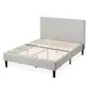Shalini Light Grey Upholstered King Platform Bed Frame