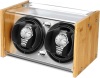 Watch Winder Box for Automatic Watches or Rolex Double Spacious for Any Size, Craftsmanship Bamboo Wood Patent Housing Case, AC or Battery Powered Super