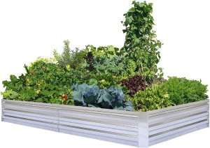 FOYUEE Galvanized Raised Garden Beds for Vegetables Large Metal Planter Box Steel Kit Flower Herb, 8x4x1ft