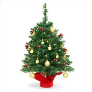 22-inch Pre-Lit Battery Operated Tabletop Mini Artificial Christmas Tree