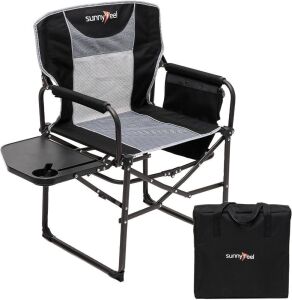 Sunnyfeel Folding Directors Chair with Side Table, Set of 2 