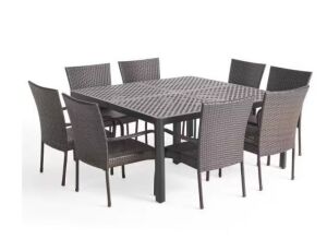 Noble House Bullpond Matte Black Aluminum Square Outdoor Dining Table - Table Only