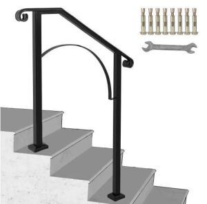 VEVOR 2 ft. Wrought Iron Handrail Fit 2 or 3 Steps 