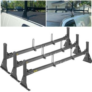 VEVOR Van Ladder Roof Racks, 3 Bars, Compatible with Chevy Express Fullsize Van 1996-Up, Black