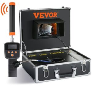 VEVOR 131 ft, 7" Pipeline Inspection Camera with DVR Function, IP68 Camera with 12 Adjustable LEDs, A 16 GB SD Card, 512Hz Locator