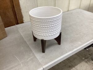 Ceramic Planter with Wood Stand 