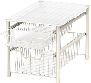 SimpleHouseware Stackable 2 Tier Basket Drawer, White