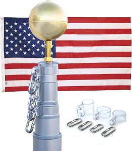 Concord American Flagpole Telescoping Flag Pole Kit, Anodized Clear, 20 feet