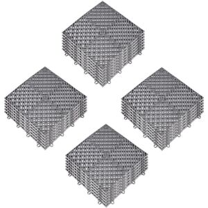 VEVOR Interlocking Deck Drainage Tiles 12x12x0.5 Inches, Gray, 25pc 